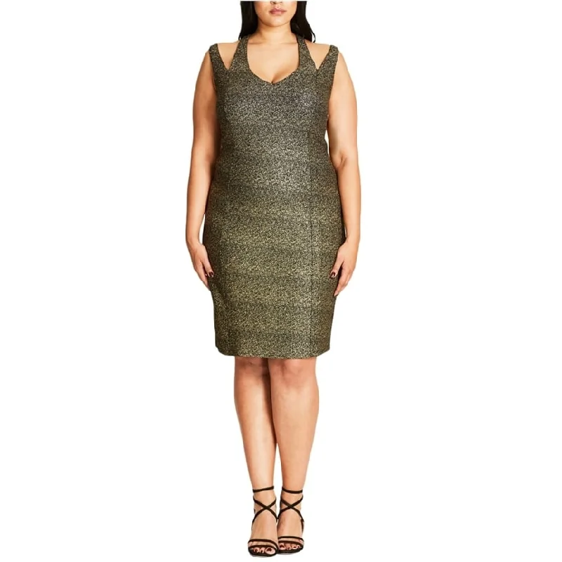 City Chic Womens Glitter Bodycon Dress