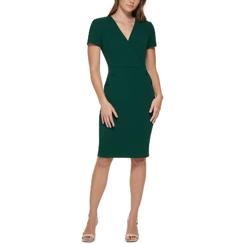 Calvin Klein Womens Crepe Midi Wear to Work Dress