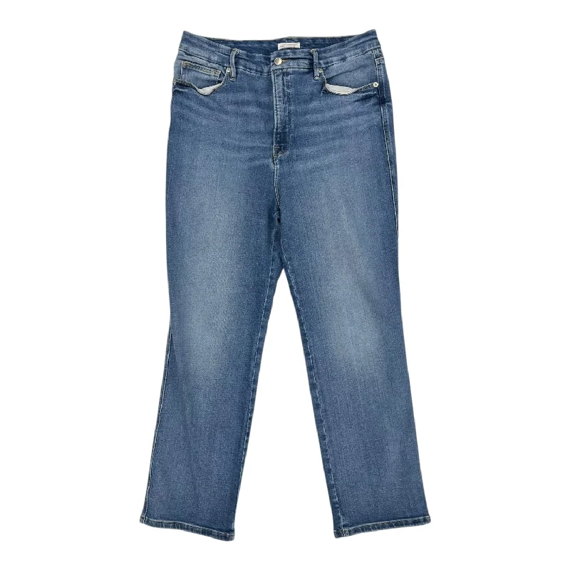 Jeans Straight By Good American In Blue Denim, Size:14