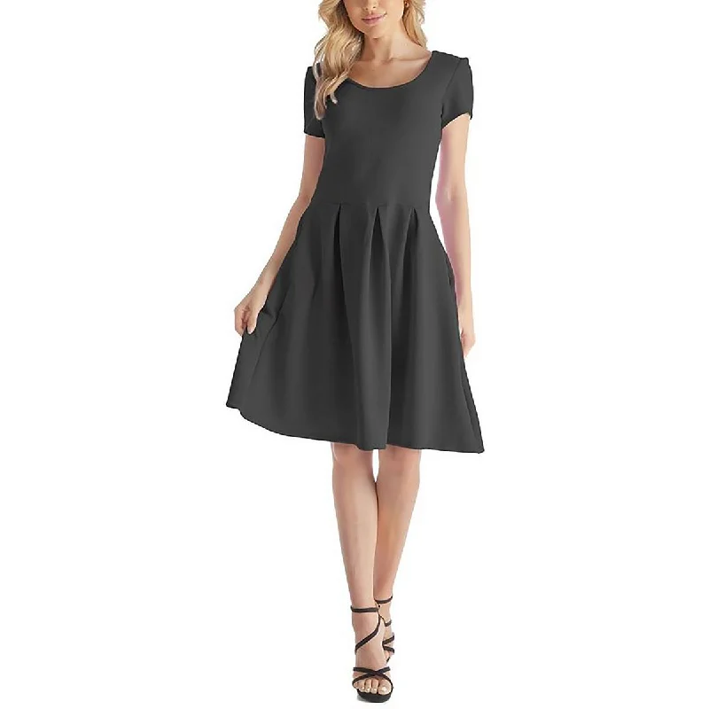 24seven Comfort Apparel Womens Plus Texrtured Cap Sleeve Midi Dress