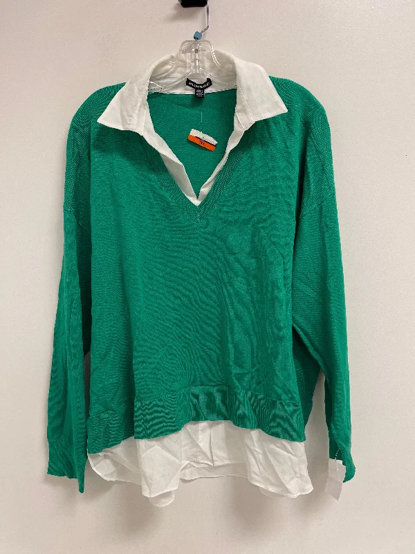 Top Long Sleeve By Hilary Radley In Green, Size: 2x