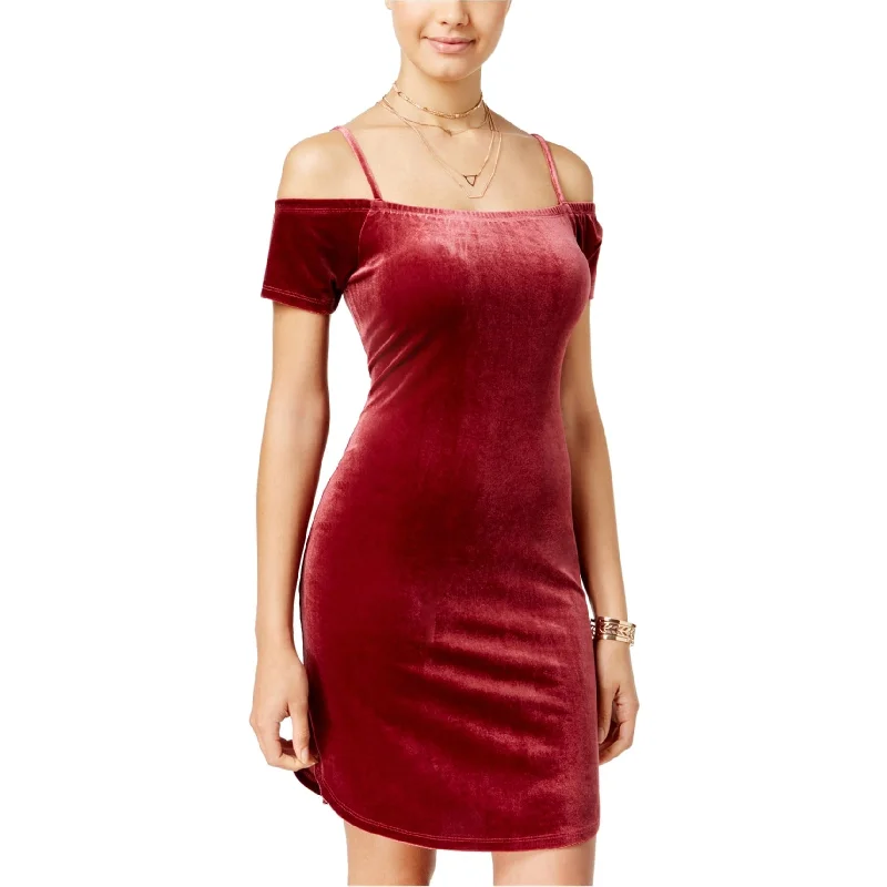 Planet Gold Womens Velvet Bodycon Dress, Red, X-Small