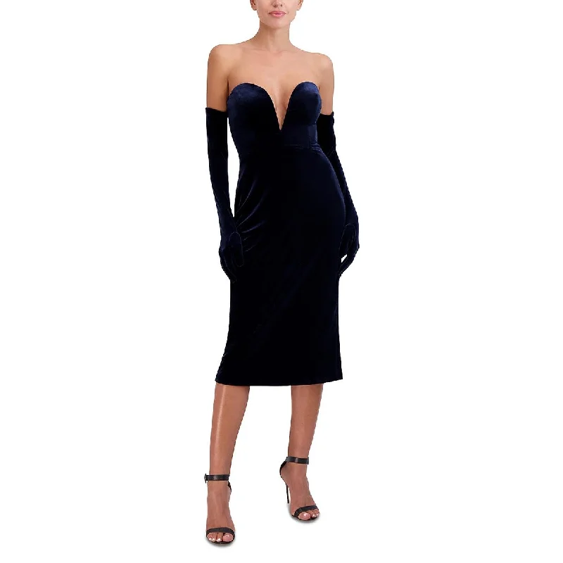 BCBGMAXAZRIA Womens Velvet Gloves Midi Dress