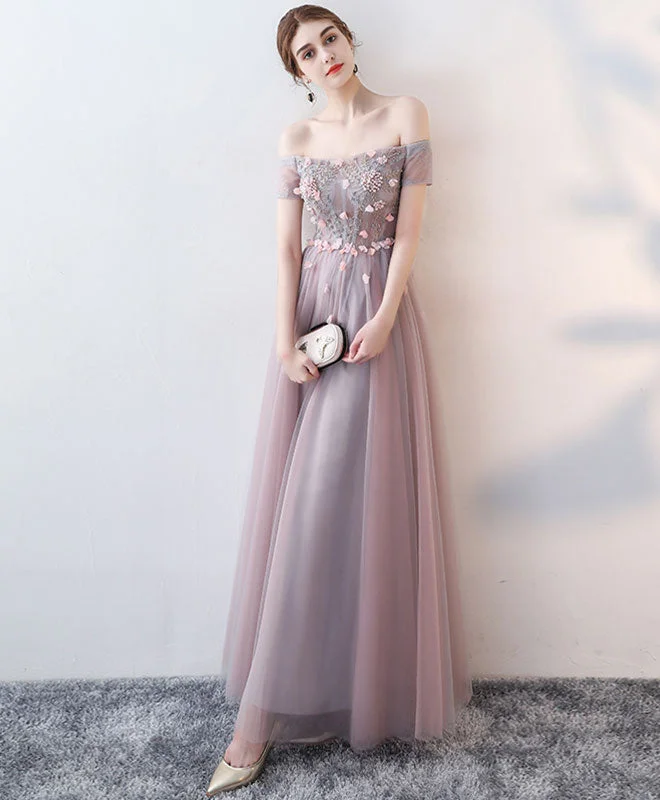 Elegant Lace Tulle Long Prom Dress, Lace Evening Dress