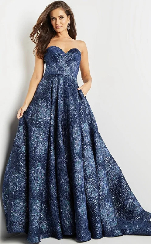 Jovani 22792 Navy Strapless Sweetheart Neck Evening Ballgown