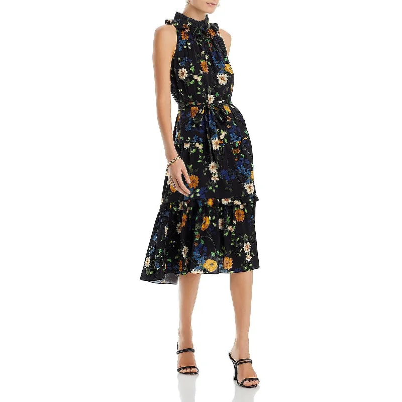 Kobi Halperin Womens Ryan Floral Print Ruffled Midi Dress