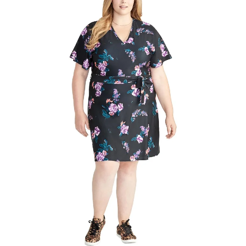 Rachel Rachel Roy Womens Plus Andrea V-Neck Kimono Sleeve Midi Dress