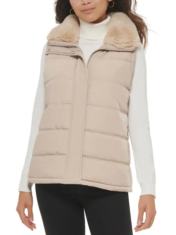 Womens Quilted Faux Fur Vest