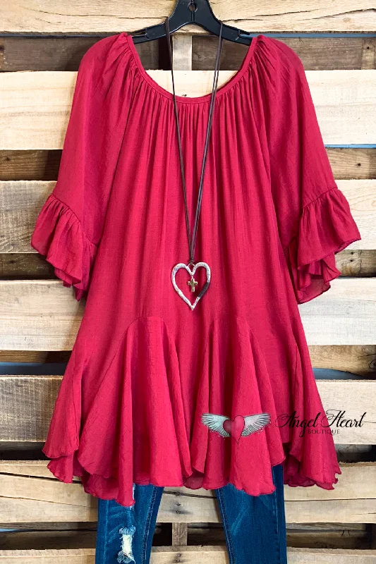 AHB EXCLUSIVE: The It Girl Oversized Tunic -Crimson