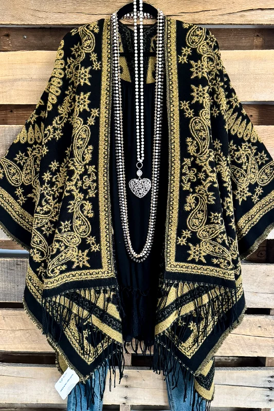 Trusting The Details Poncho - Black/Gold