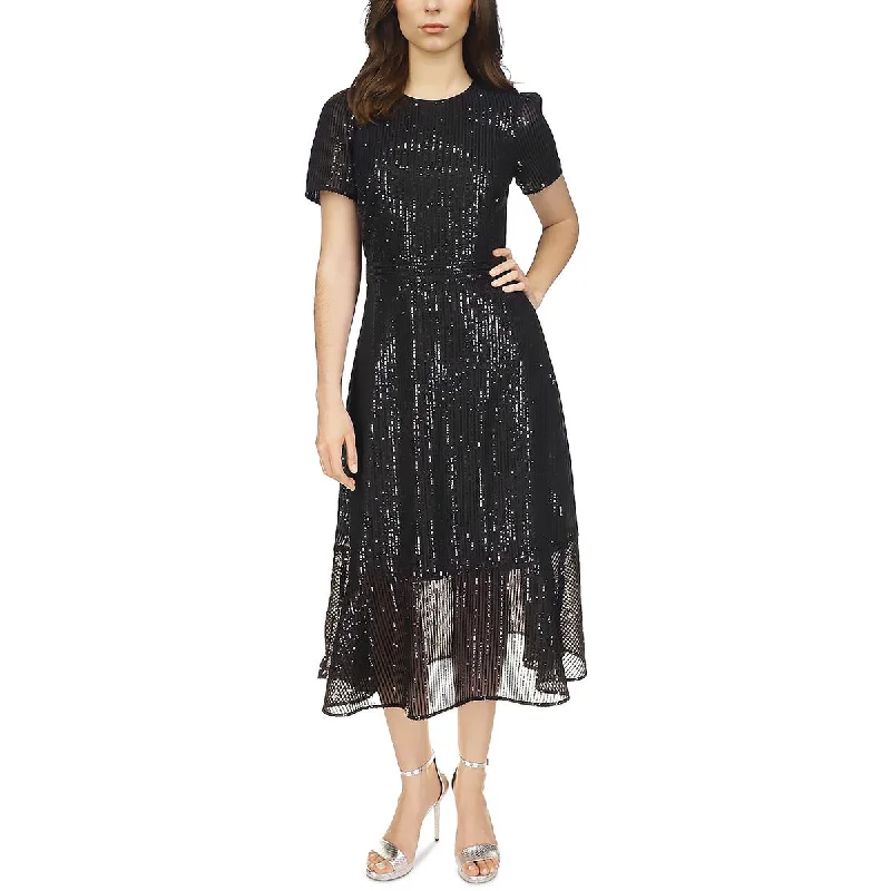 MICHAEL Michael Kors Womens Sequined Stripe Midi Dress