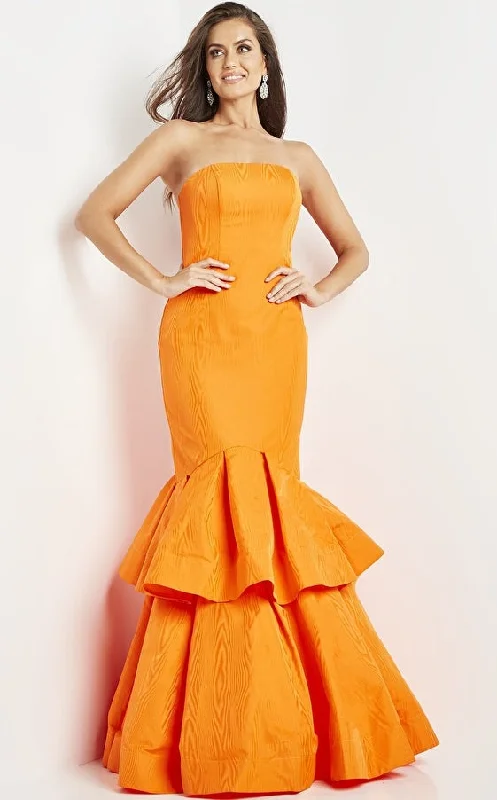 Jovani 22921 Orange Strapless Mermaid Evening Dress