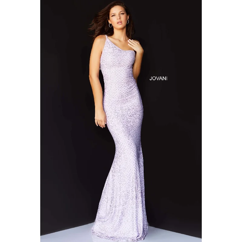 Jovani Lilac One shoulder Bodycon Jersey Prom Dress 06734