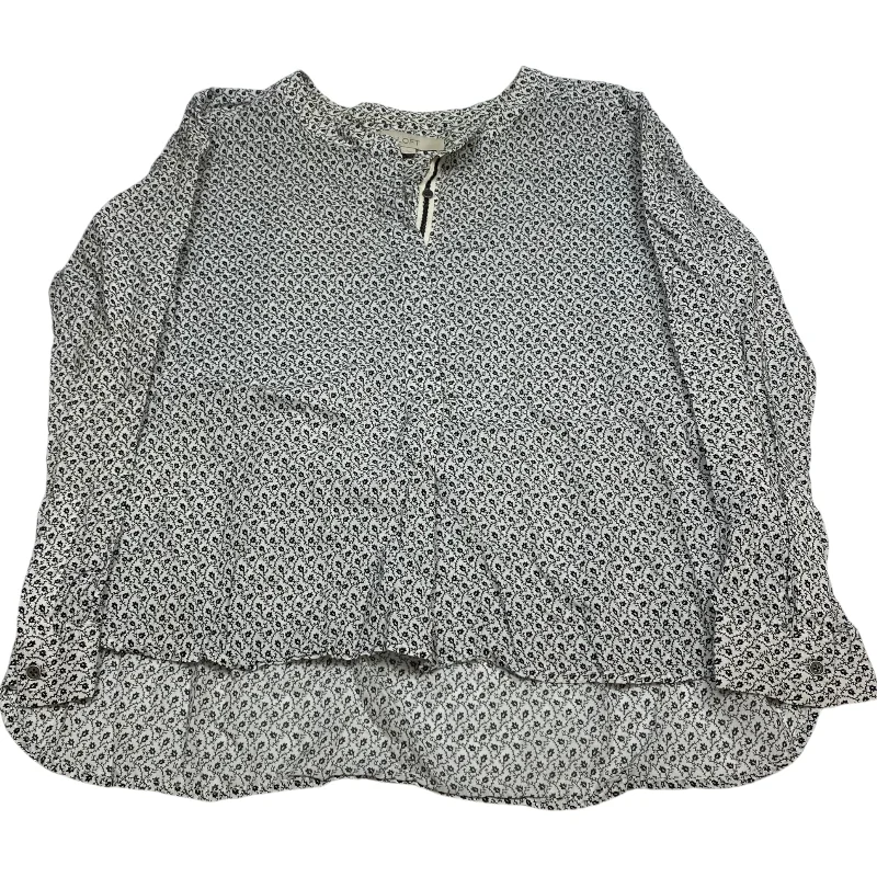 Top Long Sleeve By Loft In Black & Cream, Size: L