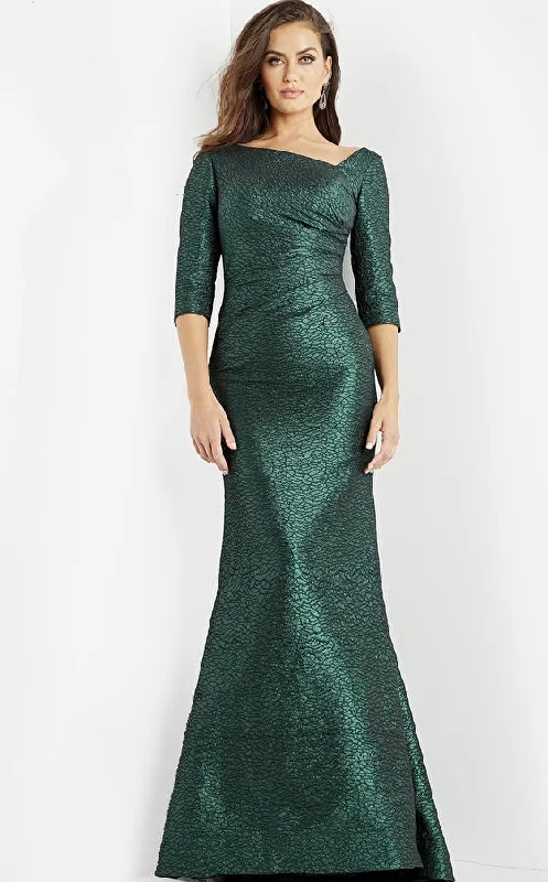 Jovani 23270 Green Three Quarter Sleeve Mermaid Evening Dress