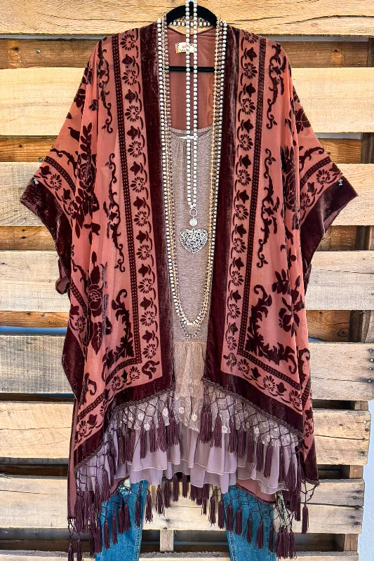 AHB EXCLUSIVE: Stained Glass Kimono Burnout Velvet - Choc.Straw