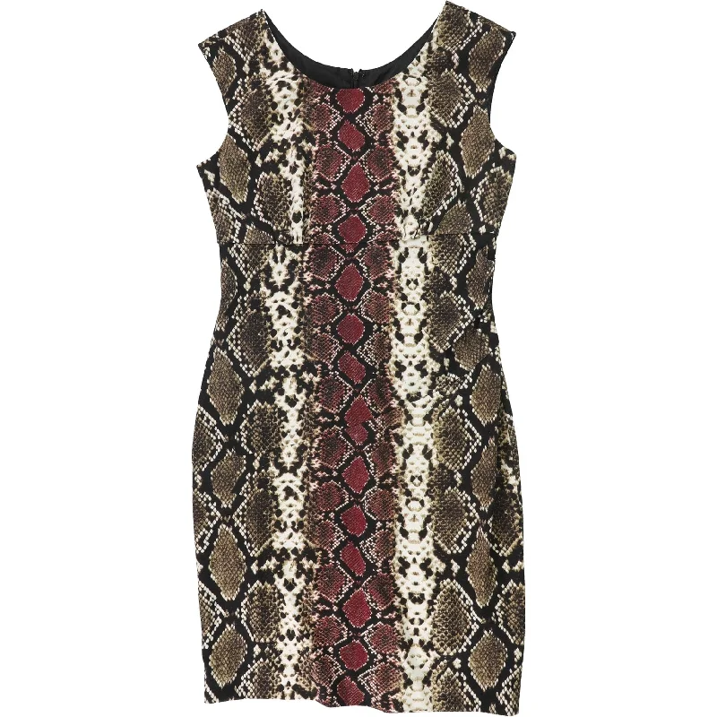 Calvin Klein Womens Snake Print Bodycon Dress, Brown, 8