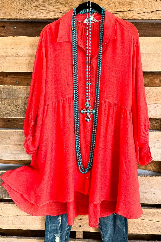 Confidence Is Everything Tunic -  Tomato Red