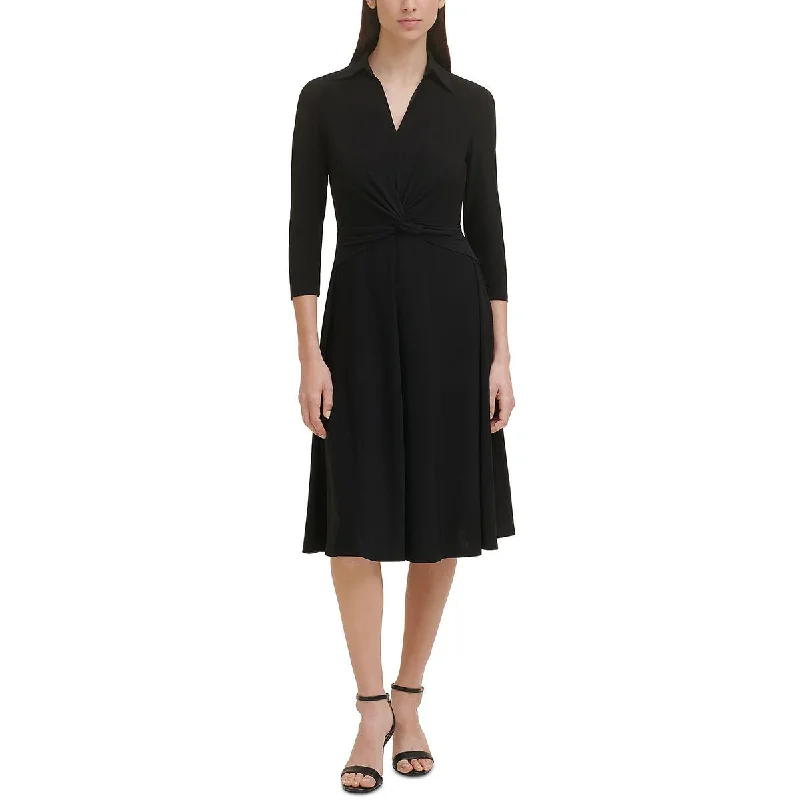 Tommy Hilfiger Womens   Twist Front Calf Midi Dress