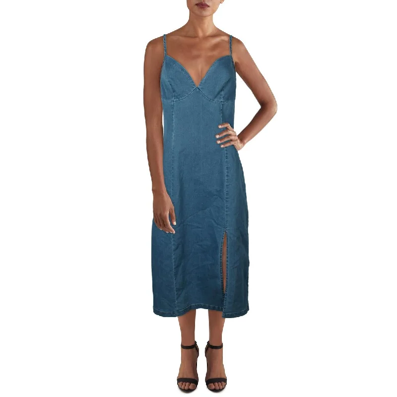 No Comment Womens Denim Midi Shift Dress