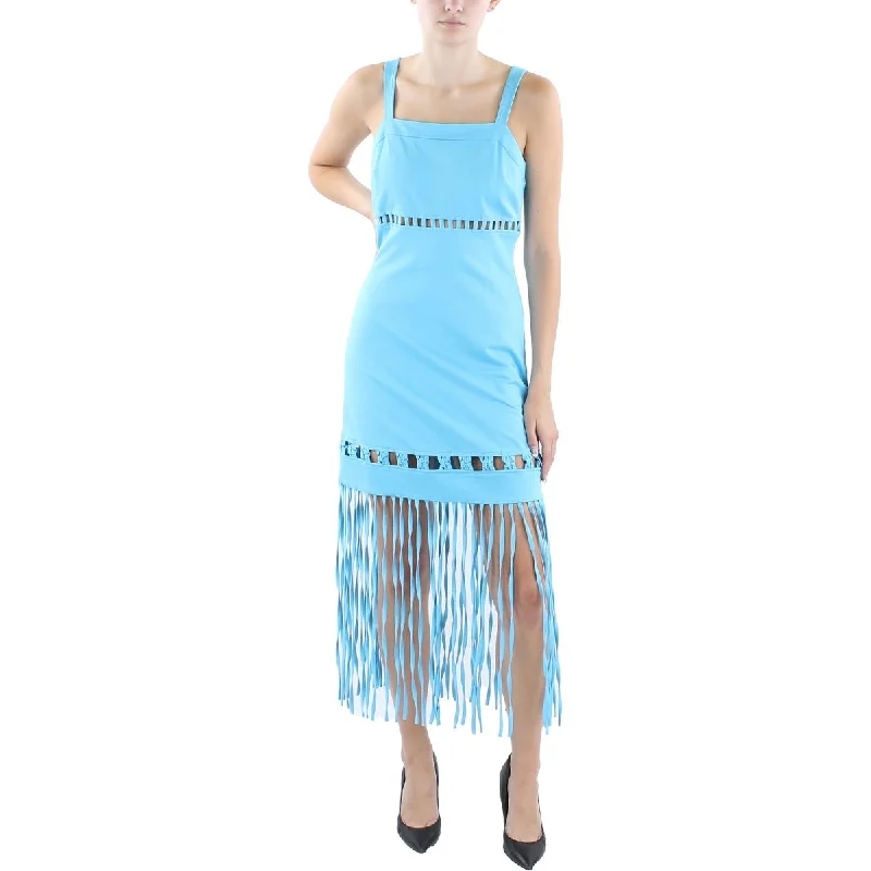 Jonathan Simkhai Womens Effy Daytime Fringe Hem Midi Dress