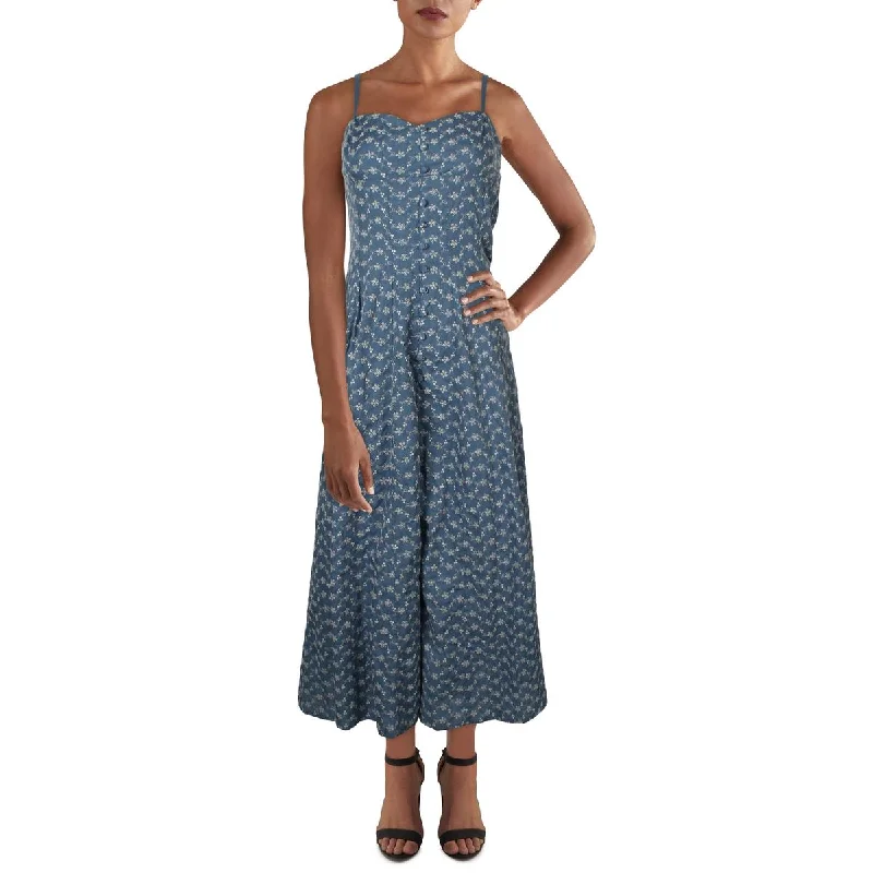 Taylor Womens Embroidered Eyelet Midi Dress