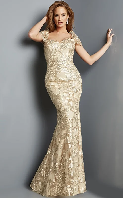 Jovani 23238 Cream Embroidered Sweetheart Evening Gown