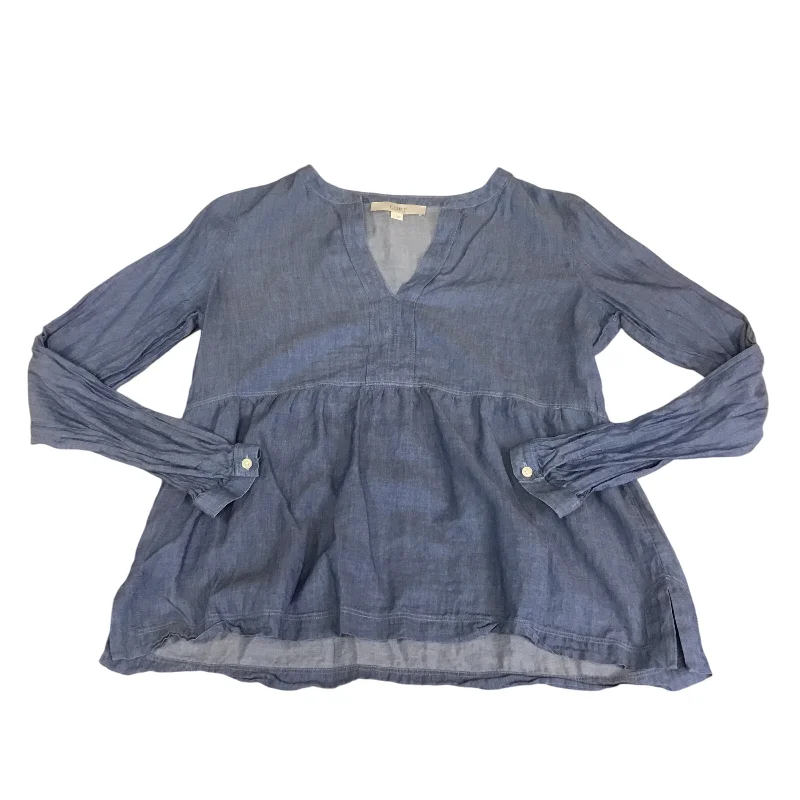 Top Long Sleeve By Loft In Blue Denim, Size: S