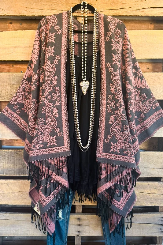 Trusting The Details Poncho - Pink/Gray