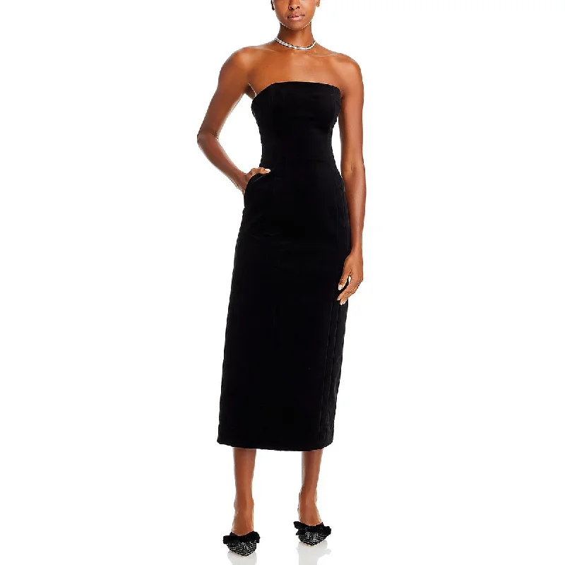 A.L.C. Womens Elizabeth Faux Suede Midi Cocktail And Party Dress