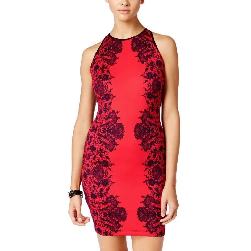 B Darlin Juniors' High-Neck Bodycon Dress Red Size 6