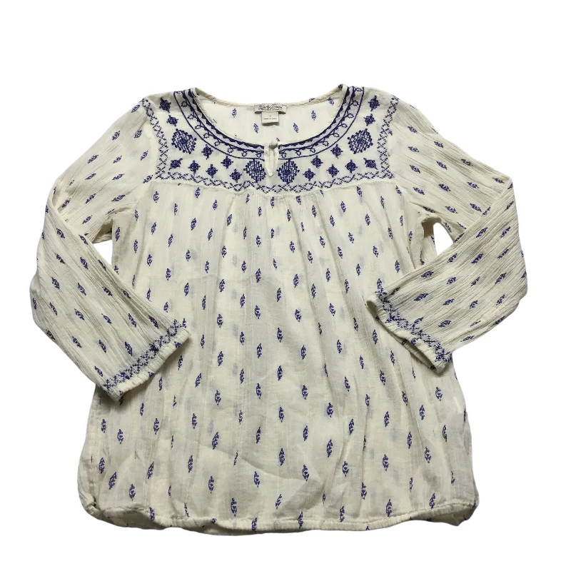 Top Long Sleeve By Lucky Brand In Blue & Cream, Size: S