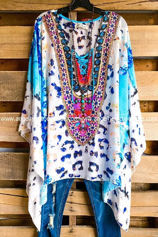 AHB EXCLUSIVE: Flower Child Sheer Oversized Tunic - Sky