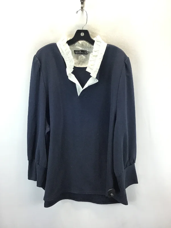 Top Long Sleeve By Clothes Mentor In Navy, Size: 3x