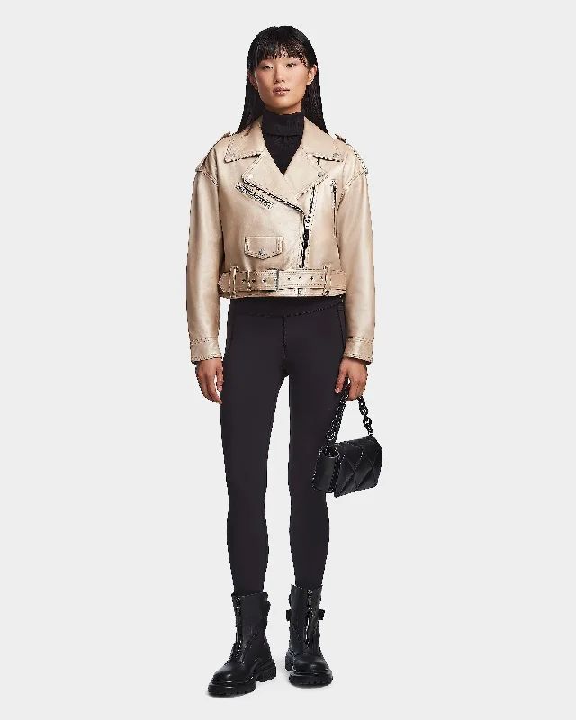 MAGGIE WOMEN'S CROPPED LEATHER BIKER JACKET