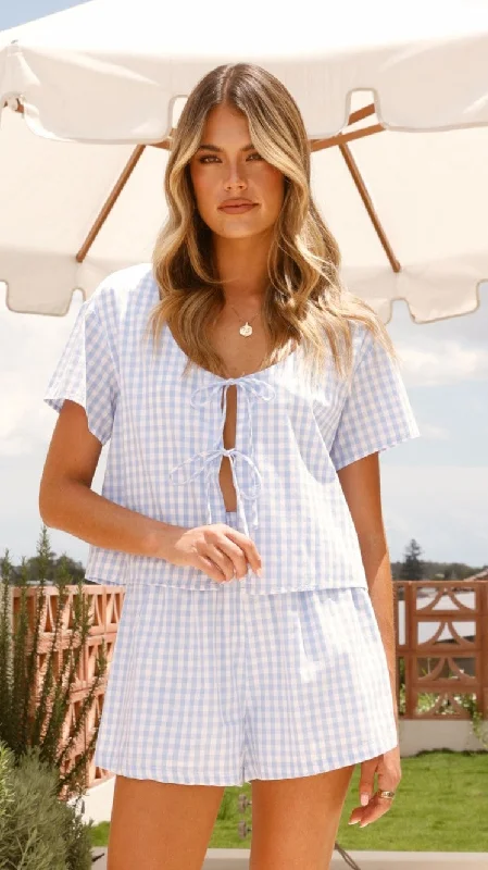 Jaiana Tie Top - Picnic Blue