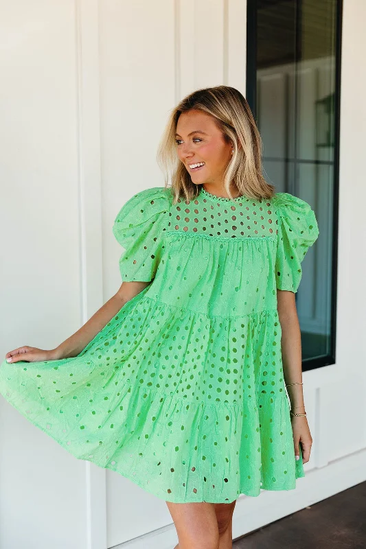 Lighthearted Mini Dress - Apple Green