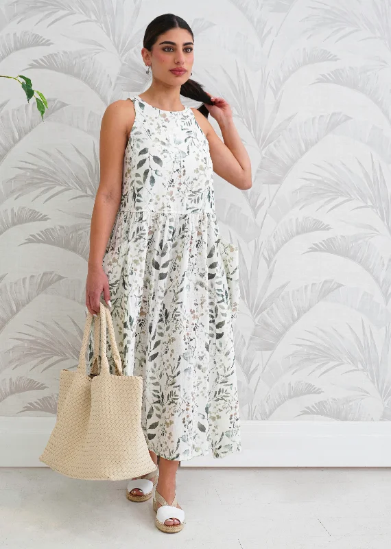 Alembika - Floral Linen Sleeveless Pocket Maxi Dress