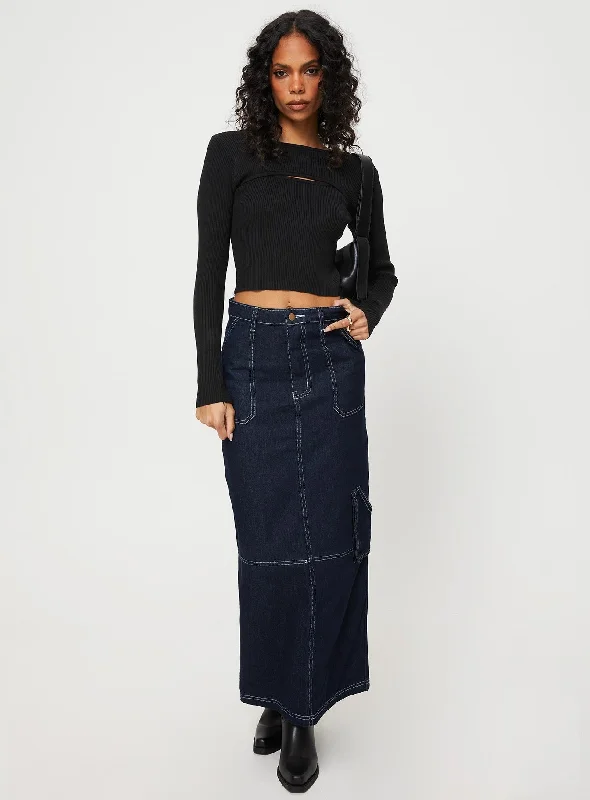 Vine Maxi Skirt Blue