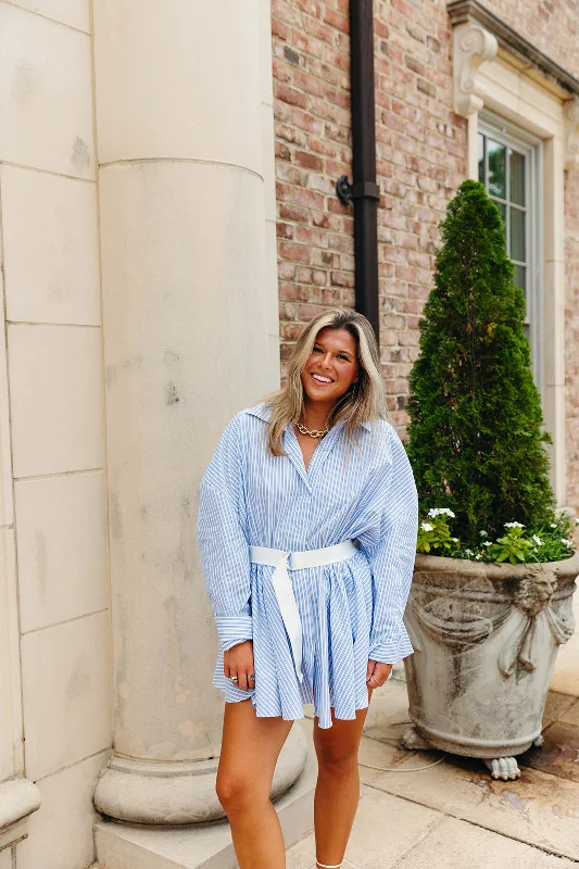 One Day Mini Dress - Blue/White