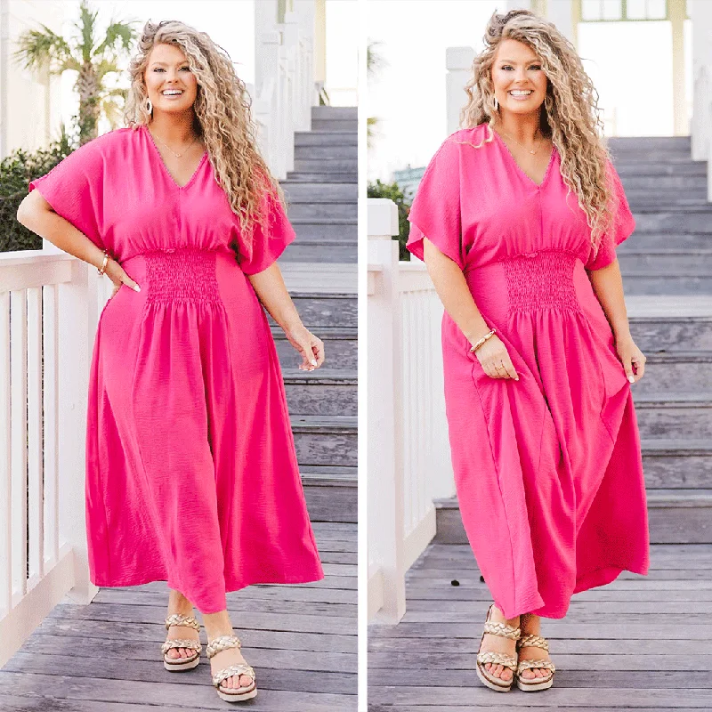 Flowing Through The Wind Maxi Dress, Fuchsia