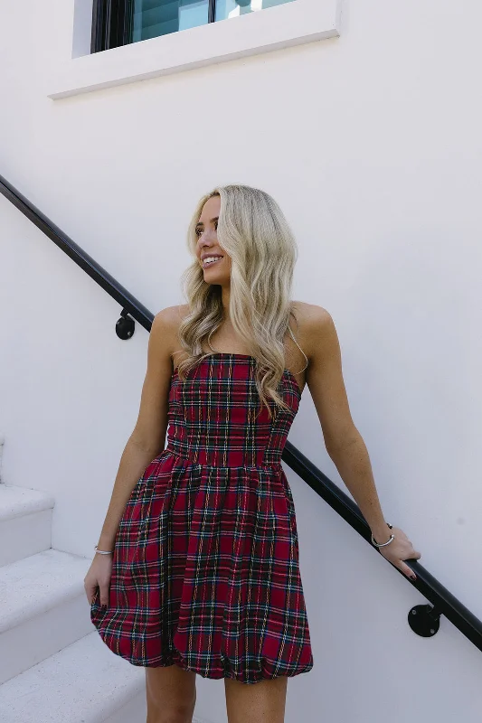 Lottie Mini Dress - Red Plaid