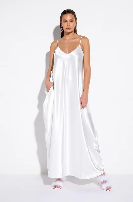 LIKE ROYALTY MAXI SATIN DRESS WHITE