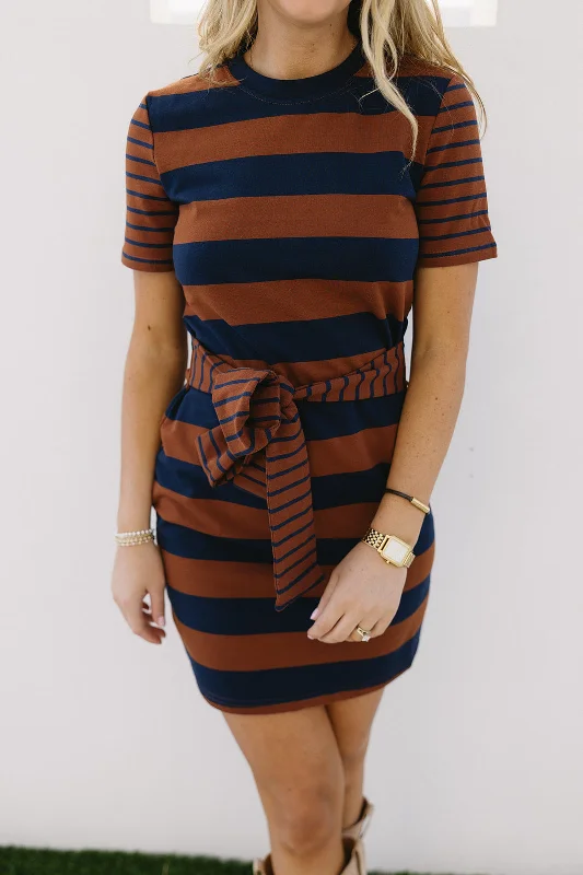 Abigail Mini Dress - Brown/Navy