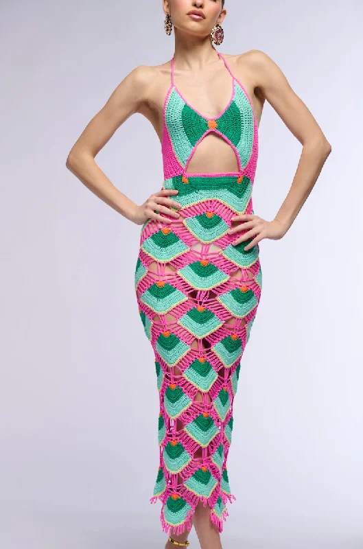 MOVE TO THE TROPICS CROCHET KNIT MAXI DRESS