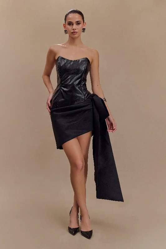 Becca Taffeta Mini Skirt With Tie - Black