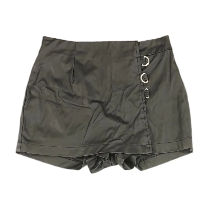 Black Solid Skort Skirt