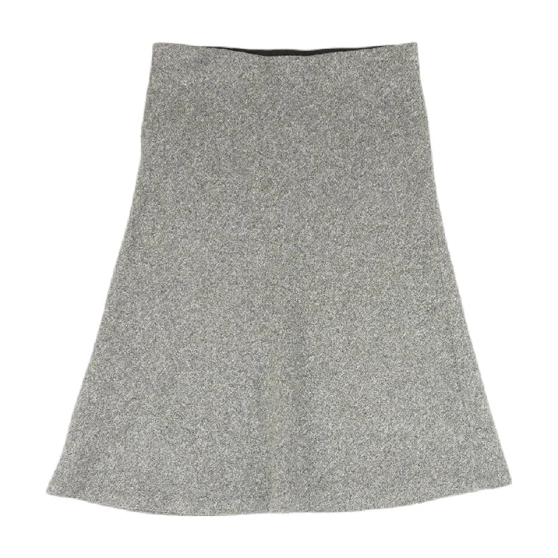 Gray Solid Midi Skirt