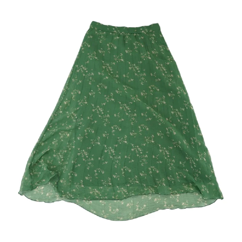 Green Floral Midi Skirt