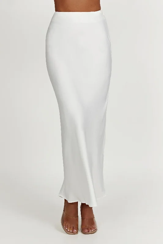 Missy Maxi Satin Skirt - White